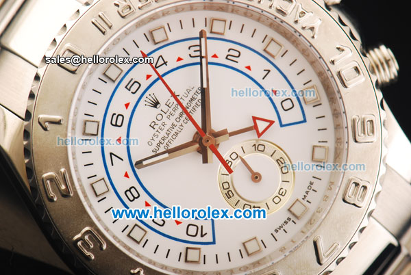 Rolex Yachtmaster II Swiss ETA 2813 Automatic Movement Full Steel with White Dial and White Square Markers-Count Down Functional - Click Image to Close